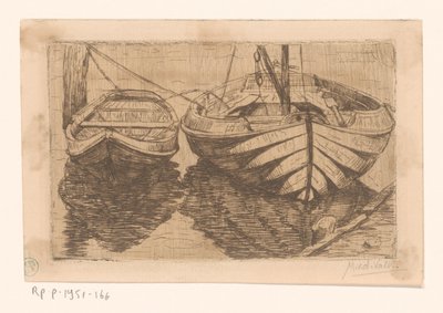 Barca a remi e barca a vela da Maurits van der Valk (signed by artist)