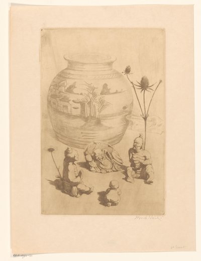 Vaso cinese con quattro piccole statue da Maurits van der Valk