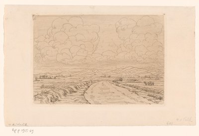 Strada di campagna attraverso un paesaggio con colline all