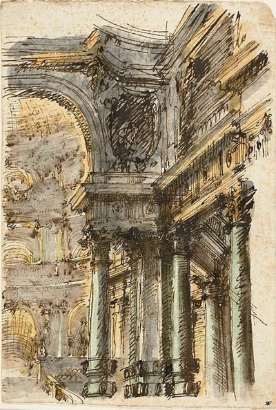 Fantasia architettonica (recto); Dettagli architettonici (verso) da Mauro Antonio Tesi