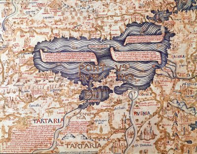 Vista del Mar Nero (dettaglio) della mappa del mondo (mappamundi) di frate Mauro camaldolese 1459 Biblioteca Marciana, Venezia da Mauro Fra