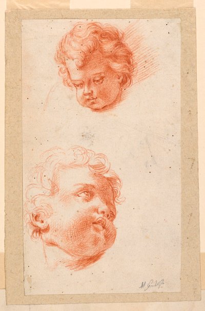 Disegno, Studi: Due teste di bambini, fine del XVIII secolo da Mauro Gandolfi