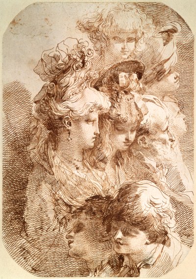 Studi di otto teste, fine XVIII o inizio XIX secolo da Mauro Gandolfi