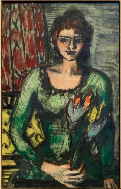 Ritratto di Quappi in maglione verde da Max Beckmann