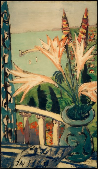 Vista di Mentone con vaso di gigli da Max Beckmann