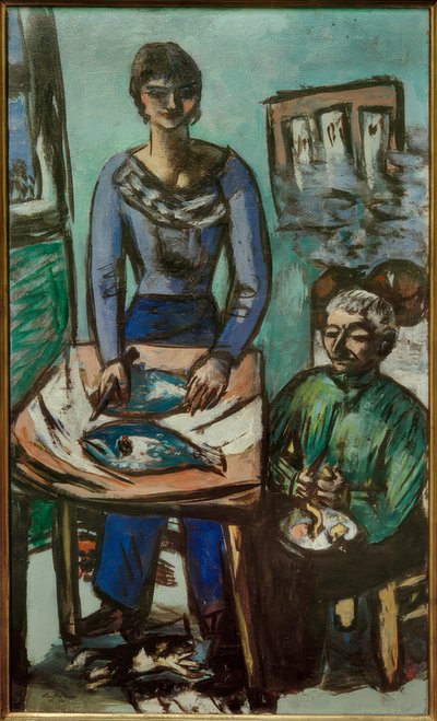 La cucina (Quappi con pesci) da Max Beckmann