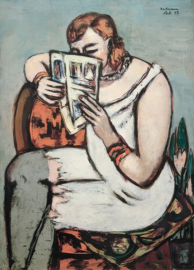 Donna in camicia bianca (leggendo) da Max Beckmann