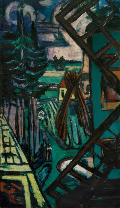 Grande paesaggio di Laren con mulino a vento da Max Beckmann
