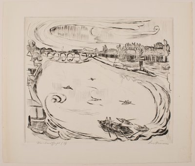 Paesaggio del fiume Main, tavola 6 dal portfolio “Volti” da Max Beckmann