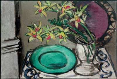 Natura morta con orchidee e ciotola verde da Max Beckmann