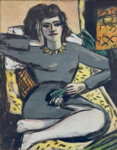 Donna a riposo con garofani, ritratto di Quappi da Max Beckmann