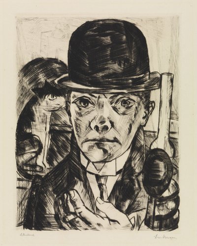 Autoritratto con cappello rigido da Max Beckmann