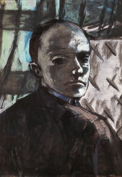 Autoritratto con tenda verde da Max Beckmann