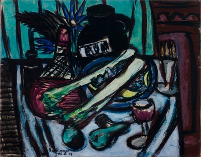 Natura morta con bottiglia di Chianti e sedano da Max Beckmann