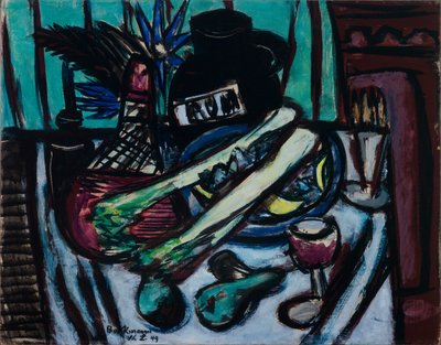 Natura morta con bottiglia di Chianti e sedano da Max Beckmann
