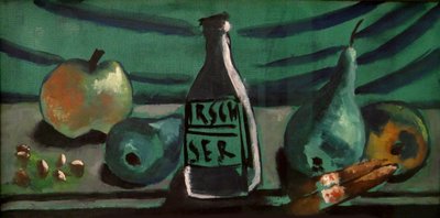 Natura morta con mela e pera (Natura morta con bottiglia di kirsch) da Max Beckmann