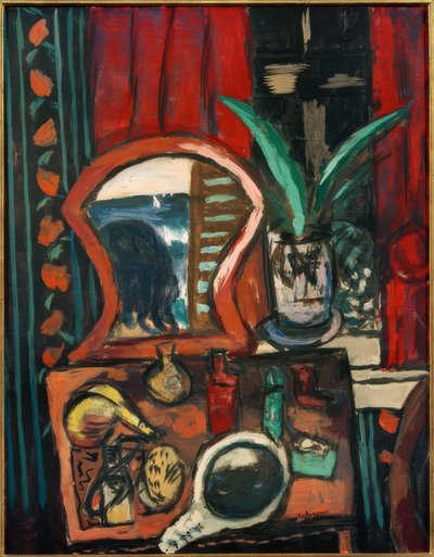 Natura morta con tavolo da toeletta da Max Beckmann