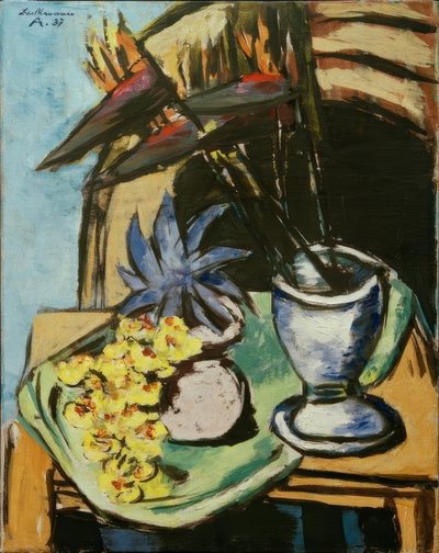 Natura morta con strelitzie e orchidee gialle da Max Beckmann