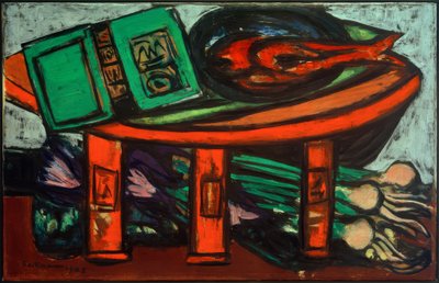 Natura morta con libro verde e ravanelli da Max Beckmann