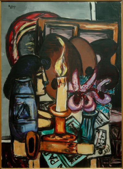 Natura morta con due grandi candele da Max Beckmann