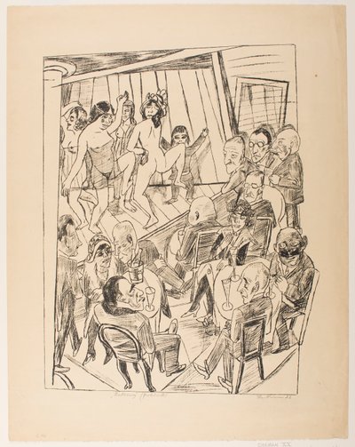 Spogliarello, tavola 4 dalla serie “Viaggio a Berlino 1922” da Max Beckmann