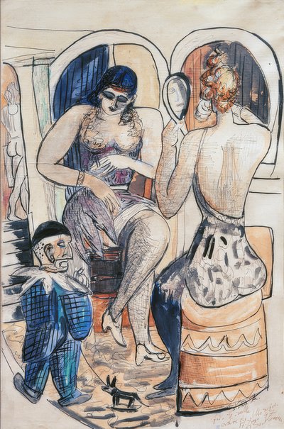 Due ballerine (Ragazza con nano blu) da Max Beckmann