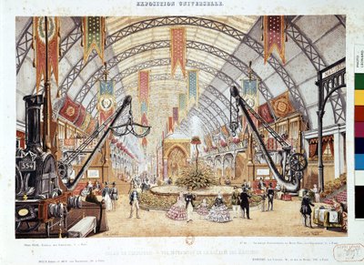 Esposizione Universale 1855: Vista interna della sala macchine al Palais de l