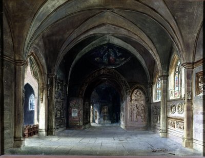 Decorazione per “Die Meistersinger” o “I maestri cantori di Norimberga”, opera di Richard Wagner. Scenografia di Bruckner, Atto I. Museo Wagner Bayreuth da Max Bruckner