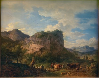 Mucche davanti a una parete rocciosa a Oberaudorf da Max Joseph Wagenbauer