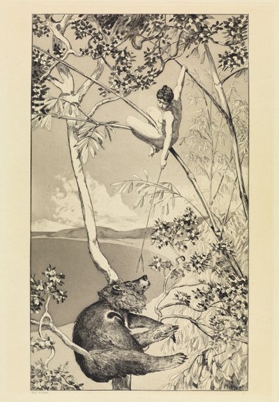 Orso ed elfo (Intermezzi, Opus IV, foglio 1) da Max Klinger
