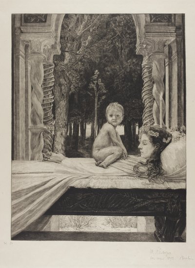 Madre morta, tavola dieci da Sulla morte, Parte II da Max Klinger