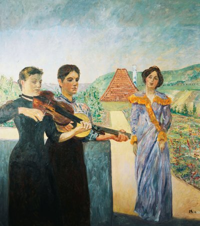 Tre donne nella vigna; Drei Frauen im Weinberg, 1912 da Max Klinger