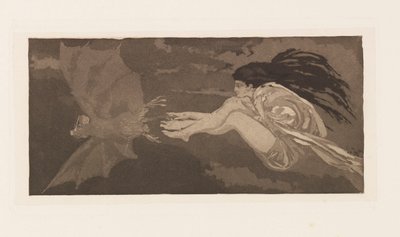Strega e pipistrello, 1880 da Max Klinger
