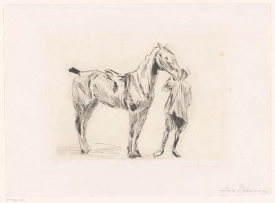 Uomo con cavallo da sella da Max Liebermann (signed by artist)