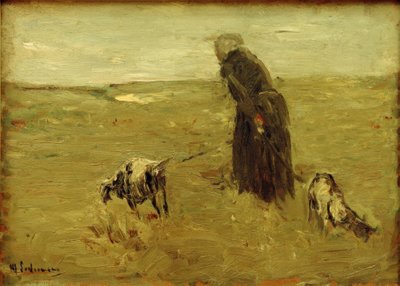 Vecchia donna con capre da Max Liebermann