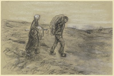 Lavoratore che torna dal lavoro nei campi con la moglie da Max Liebermann