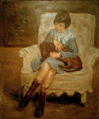 La nipote di Liebermann con bassotto in grembo da Max Liebermann