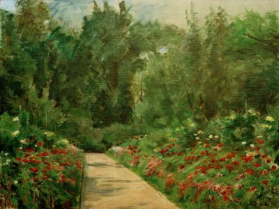 Aiuole con sentiero e fiori da Max Liebermann