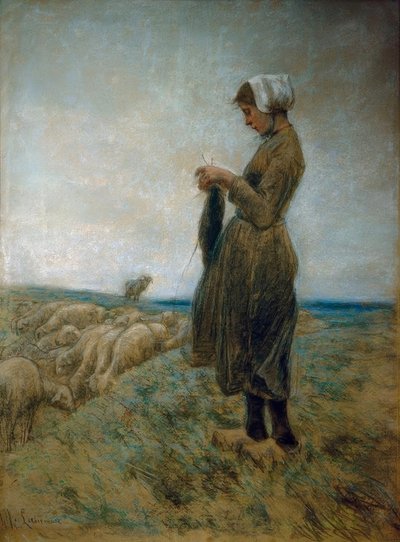 Ragazza pastorella olandese (Pastorella che fa la maglia) da Max Liebermann
