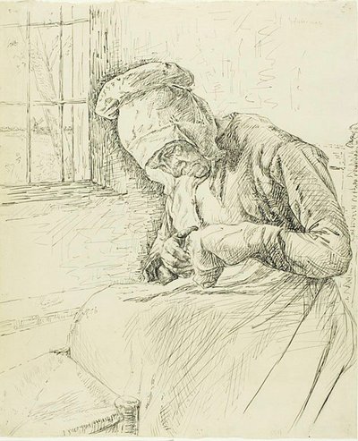 Vecchia che rammenda alla finestra da Max Liebermann
