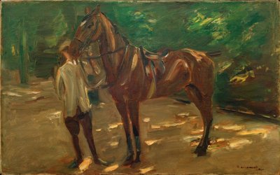 Stalliere con cavallo da Max Liebermann