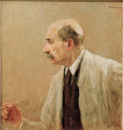 Autoritratto con camice da pittore, di profilo a sinistra da Max Liebermann