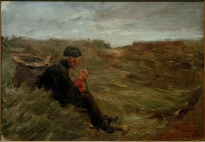 Contadino seduto nelle dune - 1° bozzetto da Max Liebermann