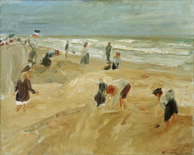 Bambini che giocano sulla spiaggia di Noordwijk (Scena di spiaggia a No da Max Liebermann