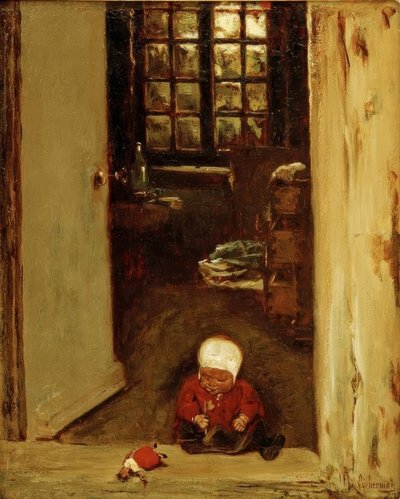 Bambino che gioca sulla porta di casa da Max Liebermann