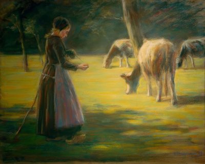 Pastorella che fila al pascolo - Al sole da Max Liebermann