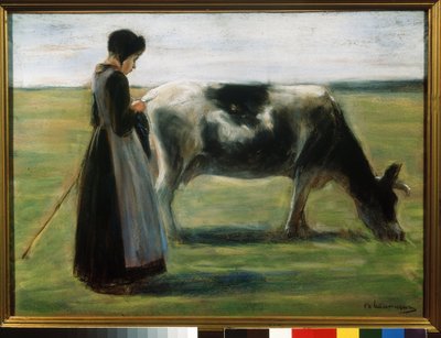 Una ragazza con una mucca da Max Liebermann