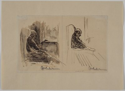 Due ritratti di suo padre Louis Liebermann sulla poltrona da Max Liebermann