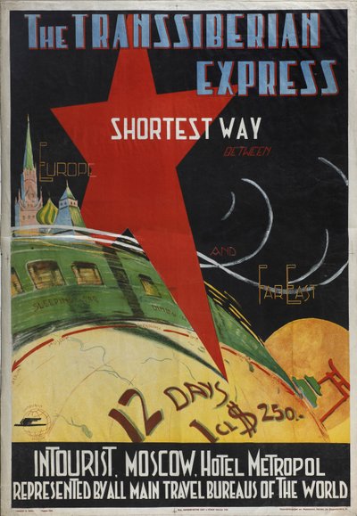 Poster del Transiberiano della compagnia Intourist, 1930 da Max Litvak
