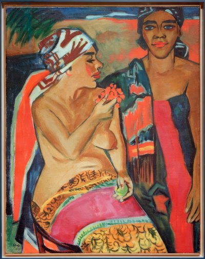 Donne con tappeto colorato da Max Pechstein